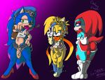  anthro balls blush butt canine capcom clothed clothing cosplay echidna final_fantasy final_fantasy_x final_fight fox fur galaxyviolet handcuffs hedgehog knuckles_the_echidna looking_at_viewer male mammal miles_prower monotreme penis poison_(final_fight) rainbow_mika rikku_(character) shackles sonic_(series) sonic_the_hedgehog square_enix street_fighter video_games 