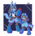  armor black_fur blue_fur capcom fur lucario lucario9635 mega_man_(character) mega_man_(series) mega_man_x nintendo pok&eacute;mon red_eyes riolu video_games yellow_fur 