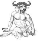  anthro balls bovine buffalo cape_buffalo erection invalid_tag male mammal morticus penis sketch 