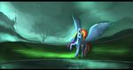  auroriia black_bars blue_feathers cutie_mark detailed_background equine feathered_wings feathers female feral friendship_is_magic mammal my_little_pony pegasus rainbow_dash_(mlp) smile solo wings 