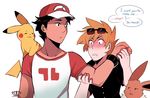  10s 2boys blush eevee english glasses hat multiple_boys older ookido_green_(sm) pikachu pokemon pokemon_(game) pokemon_sm princessharumi red_(pokemon)_(sm) 