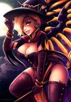  alternate_costume blonde_hair breasts broom broom_riding cleavage green_eyes hair_over_one_eye hat iahfy large_breasts looking_at_viewer mercy_(overwatch) moon night overwatch panties pantyshot pantyshot_(sitting) sitting solo underwear witch witch_hat witch_mercy 