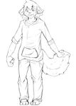  anthro canine clothed clothing coffeesheizen looking_at_viewer male mammal monochrome open_mouth sketch solo standing 