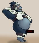  ape armor armpits blush bottomless censored clothed clothing gorilla male mammal nishi overwatch penis primate small_penis video_games winston_(overwatch) 