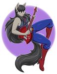 2016 adventure_time anthro anthrofied belt black_hair cartoon_network clothed clothing cosplay earth_pony electric_guitar equine female friendship_is_magic fully_clothed guitar hair hi_res hobbsmeerkat horse long_hair mammal marceline musical_instrument my_little_pony octavia_(mlp) open_mouth pony purple_eyes solo 