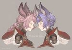  animal_ears blue_eyes braid brother_and_sister erune esser eyeshadow granblue_fantasy long_hair makeup mikebosi purple_eyes purple_hair quatre_(granblue_fantasy) siblings 