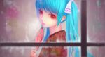  aqua_hair hatsune_miku highres japanese_clothes long_hair red_eyes solo tam1205 twintails vocaloid 