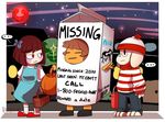  asriel_dreemurr boss_monster caprine chara_(undertale) goat group halloween holidays human mammal milk_carton night outside protagonist_(undertale) renrink star undertale video_games waldo 