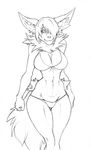  anthro autumm_airwave bikini canine clothing female fox looking_at_viewer mammal monochrome smile solo swimsuit wide_hips 