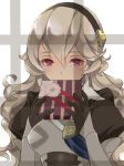  1girl blush chocolate chocolate_bar embarrassed female_my_unit_(fire_emblem_if) fire_emblem fire_emblem_if gift gloves highres holding holding_gift looking_at_viewer my_unit_(fire_emblem_if) nintendo pointy_ears red_eyes renkonmatsuri solo white_hair 