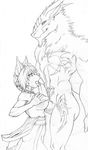 abs anthro armpits autumm_airwave breasts canine duo erection female humanoid_penis licking male male/female mammal monochrome muscular nude open_mouth oral penis penis_lick sergal sex smile titfuck tongue tongue_out 