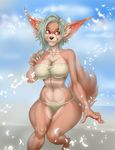  anthro autumm_airwave bikini canine clothing female fur hair mammal outside smile solo standing swimsuit thick_thighs wide_hips 