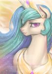  2016 absurd_res equine female feral friendship_is_magic hair hi_res horn long_hair looking_at_viewer mammal mrs1989 multicolored_hair my_little_pony princess_celestia_(mlp) smile solo unicorn 