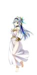  absurdres anklet aqua_eyes artist_request barefoot character_request elbow_gloves full_body gloves grimms_notes hair_ornament highres jewelry long_hair looking_at_viewer parted_lips see-through_silhouette silver_hair simple_background solo white_background white_gloves 