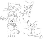  anthro black_and_white blush butt cat cloak clothing disembodied_penis feline female flat_chested frown google knife male mammal momo_(google) monochrome mouthless open_mouth penis poko pussy solo tongue tongue_out 