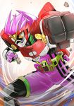  armor belt breastplate clash_kuro_neko commentary_request gekitotsu_robots_level_2 highres kamen_rider kamen_rider_ex-aid kamen_rider_ex-aid_(series) mighty_action_x_level_2 punching rider_gashat shoulder_pads solo 