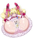  ass bad_id bad_pixiv_id bangs blonde_hair blush boots censored choker cure_peach dilation_tape double_v dress earrings folded fresh_precure! high_heel_boots high_heels jewelry long_hair looking_at_viewer momozono_love nail_polish novelty_censor panties pink_choker pink_eyes pink_panties precure puffy_short_sleeves puffy_sleeves pussy_juice ryunryun short_sleeves simple_background skirt smile solo spread_legs squirrel tart_(fresh_precure!) twintails underwear v wet wet_clothes wet_panties white_background 