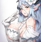  blue_hair blush breasts cum cum_on_body cum_on_breasts cum_on_hair cum_on_upper_body cum_string draph elbow_gloves facial gloves granblue_fantasy horns huge_breasts izmir long_hair mole mole_under_mouth open_mouth pointy_ears pyz_(cath_x_tech) simple_background solo white_background white_gloves yellow_eyes 