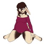  2016 anthro belly big_belly big_breasts breasts clothed clothing collar digital_media_(artwork) digitigrade female fur hair lagomorph long_ears mammal multicolored_fur nilla_(artist) pregnant smile solo spread_legs spreading thick_thighs tongue two_tone_fur vanilla_(character) wide_hips 