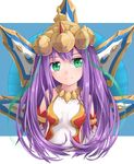  :3 bare_shoulders detached_sleeves green_eyes hat head_tilt lakshmi_(p&amp;d) long_hair purple_hair puzzle_&amp;_dragons ribbon solo upper_body uumaru 