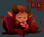  anus balls deadbeats english_text erection eyes_closed fur horn humanoid league_of_legends male penis pillow precum red_fur satyr simple_background sitting teemo_(lol) text tongue tongue_out vein video_games yordle 