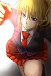  bad_id bad_pixiv_id blonde_hair grey_eyes highres necktie parasite6 ponytail skirt solo umineko_no_naku_koro_ni ushiromiya_jessica 