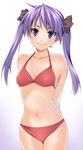  azu bikini blue_eyes hiiragi_kagami lucky_star purple_hair smile solo swimsuit twintails 