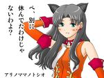  animal_ears black_hair blue_eyes cat_ears earring earrings elbow_gloves fate/stay_night fate_(series) fsn gloves jewelry long_hair nekomimi piercing rin_tohsaka tohsaka_rin type-moon type_moon 