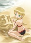  august_(coyote_ragtime_show) barefoot beach bikini braid coyote_ragtime_show feet sand_castle sand_sculpture solo swimsuit takano_natsuki 