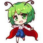  :d antennae blush_stickers cape chibi eyebrows eyebrows_visible_through_hair frilled_shorts frills full_body green_eyes green_hair juliet_sleeves long_sleeves looking_at_viewer lowres md5_mismatch open_mouth outstretched_arms puffy_shorts puffy_sleeves red_cape red_footwear renren_(ah_renren) shirt shoes short_hair shorts simple_background smile solo spread_arms touhou white_background white_legwear white_shirt wriggle_nightbug 