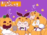  &gt;_&lt; :3 blonde_hair chibi closed_eyes comic commentary_request dress enemy_aircraft_(kantai_collection) fang hands_up hat jack-o'-lantern kantai_collection mittens multiple_girls neckerchief northern_ocean_hime open_mouth orange_eyes poi pumpkin_costume rensouhou-chan sako_(bosscoffee) shimakaze_(kantai_collection) sleeveless sleeveless_dress smile star striped striped_legwear suspenders translated witch_hat x3 yuudachi_(kantai_collection) 