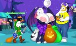  2016 absurd_res anjuneko anthro areola asgore_dreemurr asriel_dreemurr badgerben big_breasts boss_monster breasts caprine darkstalkers erect_nipples family father father_and_son female full_moon goat group halloween hi_res holidays huge_breasts hyper hyper_breasts link male mammal mature_female melee_weapon moon morrigan_aensland mother mother_and_son night nintendo nipples parent shield son sword the_legend_of_zelda toriel undertale video_games weapon 