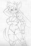  anthro armor armpits autumm_airwave big_breasts breasts camel_toe clothed clothing female huge_breasts looking_at_viewer mammal monochrome mouse nipple_bulge rodent smile solo underwear 
