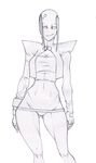  alien anthro autumm_airwave clothed clothing female irken looking_at_viewer monochrome not_furry smile solo thick_thighs wide_hips 
