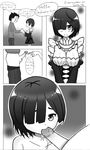  1girl absurdres comic fellatio greyscale hetero highres maid monochrome oral penis re:zero_kara_hajimeru_isekai_seikatsu rem_(re:zero) short_hair sticky sticky_fingers 