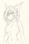  anthro autumm_airwave canine clothed clothing female mammal monochrome simple_background sketch smile solo 