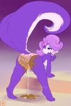  2016 anthro bent_over blush breasts butt clothed clothing english_text feces female fifi_la_fume fur hair hair_bow hair_over_eye hair_ribbon looking_back mammal messy panties peeing pooping presenting presenting_hindquarters purple_eyes purple_fur purple_hair raised_tail ribbons scat side_boob skunk solo starman_deluxe text tiny_toon_adventures topless under_boob underwear urine warner_brothers watermark watersports 