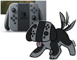  animate_inanimate canine controller cuteosphere dog feral floppy_ears inanimate_object mammal meme nintendo nintendo_switch simple_background switch_dog tailwag tongue video_games 