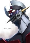  character_name copyright_name glowing glowing_eyes harukon_(halcon) highres mazinger_z mazinger_z_(mecha) mecha no_humans pilder portrait spikes super_robot white_background 