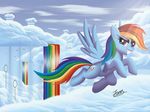  blue_feathers blue_fur cutie_mark detailed_background duskie-06 equine eyelashes feathered_wings feathers female feral flying friendship_is_magic fur hair hooves mammal multicolored_hair my_little_pony nude pegasus pink_eyes rainbow_dash_(mlp) rainbow_hair smile solo wings 
