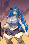  2016 anthro avian big_breasts bird breasts busty_bird cleavage clothed clothing duo erect_nipples female halloween holidays huge_breasts jaeh nipple_bulge nipples unknown_species 