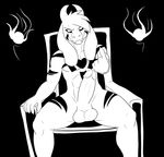  anthro asriel_dreemurr balls big_penis caprine erection goat humanoid_penis looking_at_viewer male mammal merffle monochrome nude penis sitting smile solo undertale video_games 