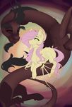  discord_(mlp) draconequus duo equine eyelashes feathered_wings feathers female feral flutterbat_(mlp) fluttershy_(mlp) friendship_is_magic fur hair hooves horn mammal membranous_wings my_little_pony nude open_mouth pink_hair silentwulv teeth tongue white_eyes white_tongue wings yellow_fur 