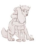  canine dipper_pines hug human mabel_pines mammal mistrel-fox monochrome sketch were werewolf 