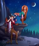  bottomless canine cervine clothed clothing deer dipper_pines disney duo female gravity_falls howl male mammal mistrel-fox outside probablyfakeblonde taur torn_clothing wendy_corduroy were werewolf 