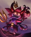  bandanna clothing crown evil_face fur glowing glowing_eyes hair horn league_of_legends male melee_weapon polearm red_fur red_hair satyr skull teamoon teemo_(lol) teeth tongue tongue_out trident video_games weapon yordle 