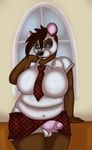  anthro balls canine clothing dickgirl erection humanoid_penis intersex looking_at_viewer mammal merffle overweight penis school_uniform smile solo thick_thighs uniform 