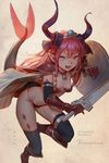  armor armored_boots artist_name asymmetrical_horns bad_artstation_id bad_id bangs bikini bikini_armor boots breasts cape character_name copyright_name elizabeth_bathory_(brave)_(fate) elizabeth_bathory_(fate)_(all) fang fate/extra fate/extra_ccc fate/grand_order fate_(series) gauntlets highres horns long_hair open_mouth oversized_clothes pauldrons pink_hair pointy_ears red_bikini shield silver_hair silver_trim simple_background small_breasts solo swimsuit sword tail tiara tim_loechner weapon 