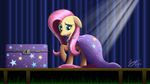  2016 blue_eyes detailed_background duskie-06 equine eyelashes female feral fluttershy_(mlp) friendship_is_magic fur grass hair hat hooves mammal my_little_pony pink_hair smile solo standing yellow_fur 