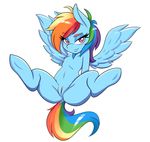  ambris anus blush chest_tuft equine female friendship_is_magic hair looking_at_viewer mammal multicolored_hair my_little_pony navel pegasus pussy rainbow_dash_(mlp) raised_eyebrow seductive simple_background smile solo tuft white_background wings 